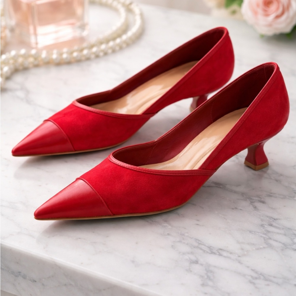 Franco Sarto Womens Darcy Pointed Toe Kitten Heel Pumps